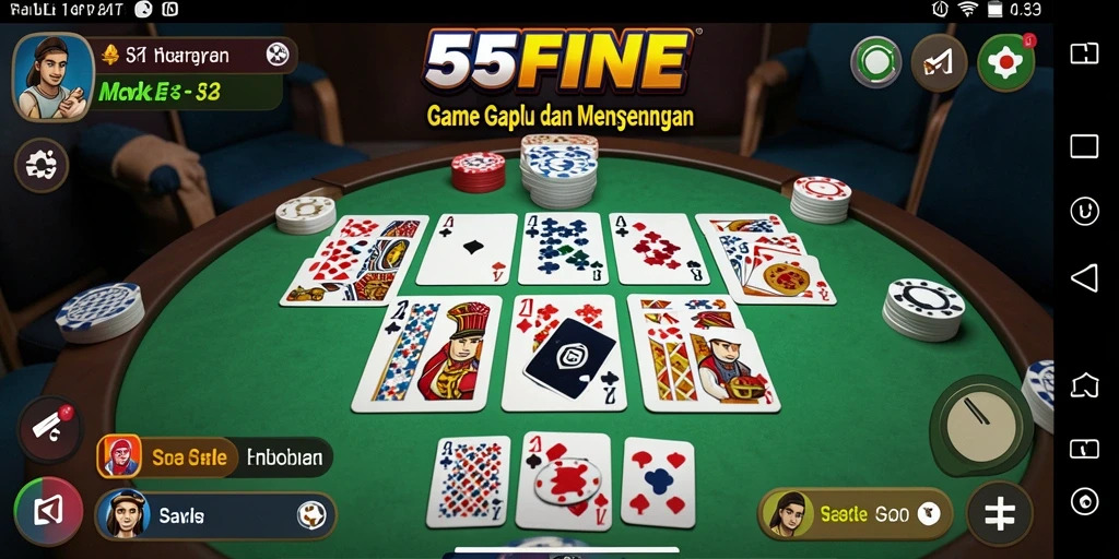 Screenshot gameplay Gaple di 55FIVE dengan tampilan antarmuka yang menarik.