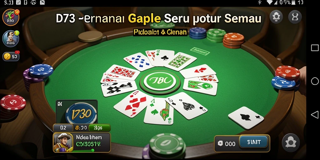 Screenshot D73 menampilkan gameplay Gaple yang seru dan interaktif.