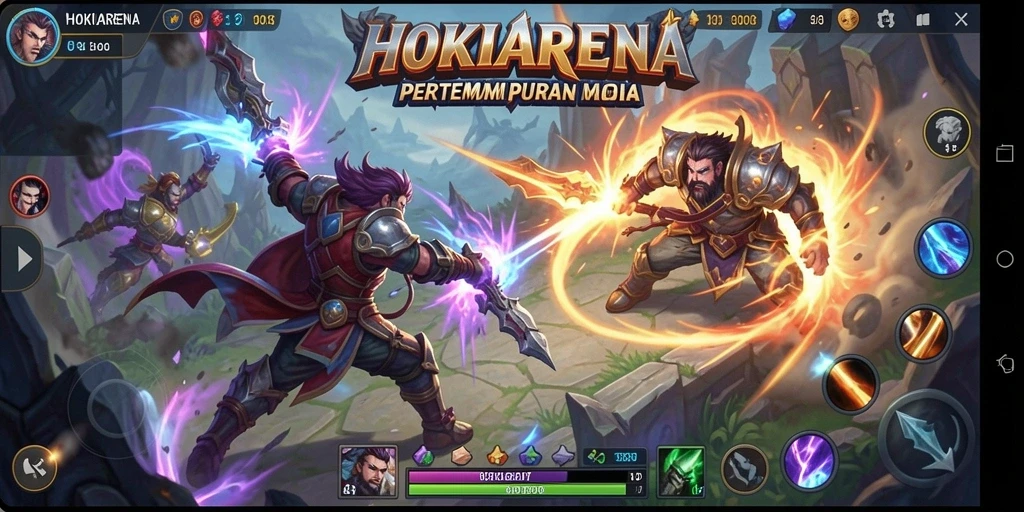 Tampilan menarik dalam pertempuran HOKIARENA di arena MOBA.