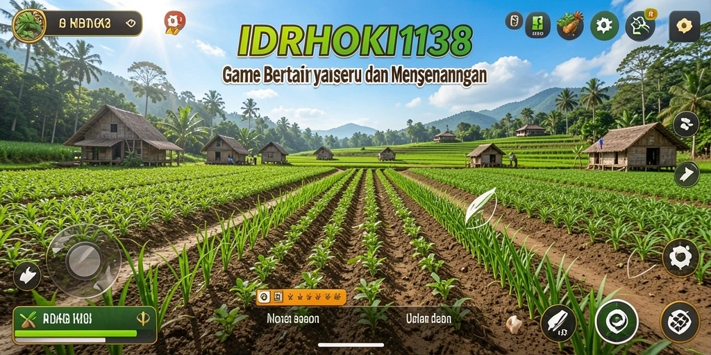 Tangkapan layar utama IDRHOKI138 menampilkan kebun yang subur dan hewan ternak yang bahagia.