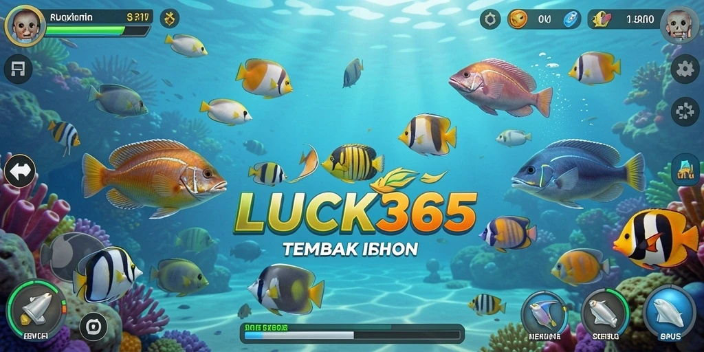 Tangkapan layar gameplay LUCK365 menunjukkan aksi menembak ikan yang seru.