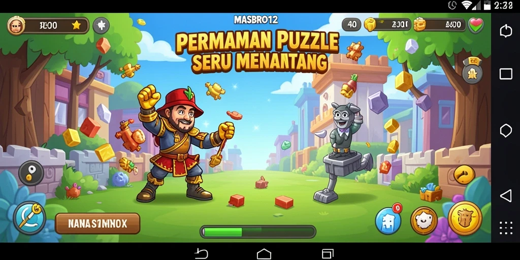 Tangkapan layar gameplay MASBRO12 menunjukkan tantangan puzzle menawan.