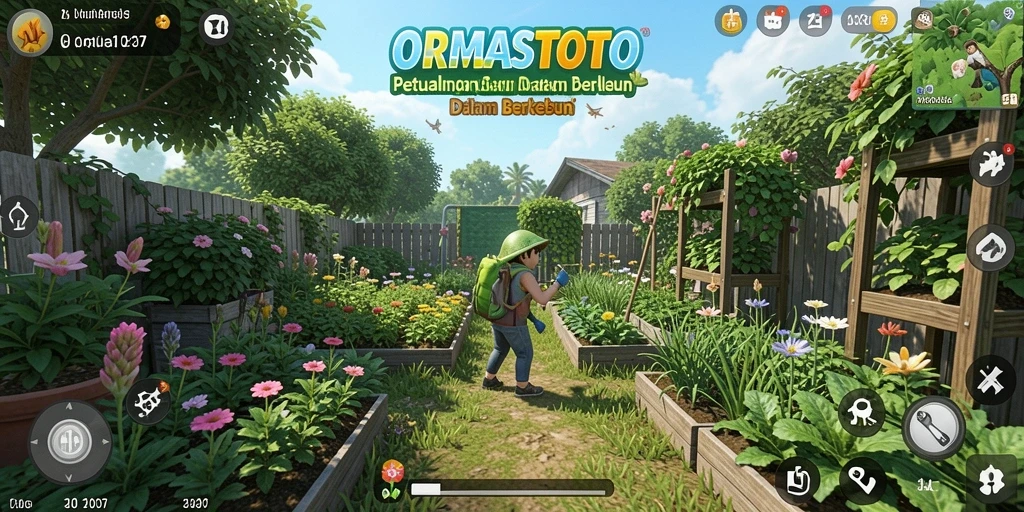 Tangkapan layar gameplay menampilkan aktivitas berkebun yang seru