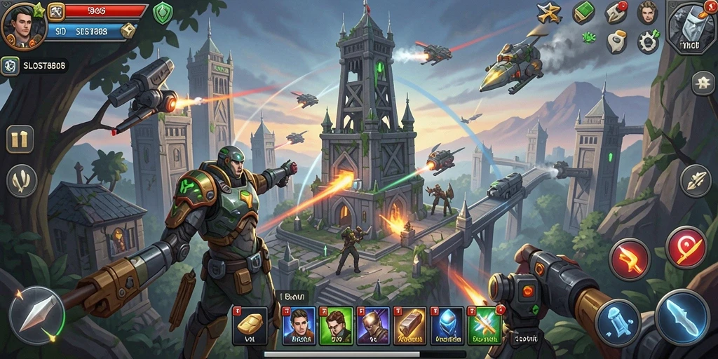 Tampilan gameplay menarik dari SLOST8808 dalam mode Tower Defense.